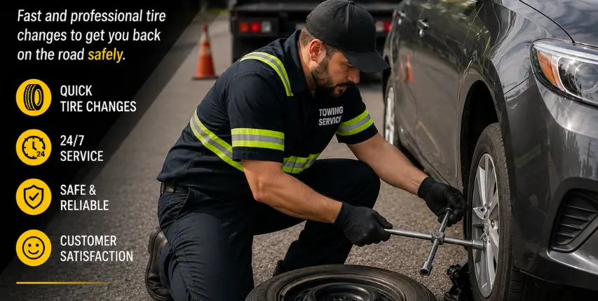 Tire change roadside assistance service